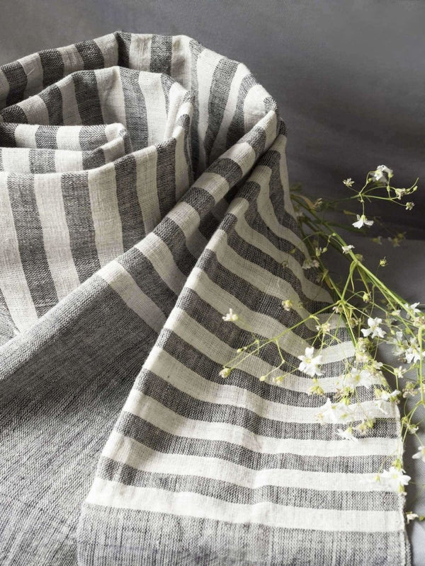Buy Grey Ivory Organic Kala Cotton Scarf | Shop Verified Sustainable Womens Scarf on Brown Living™
