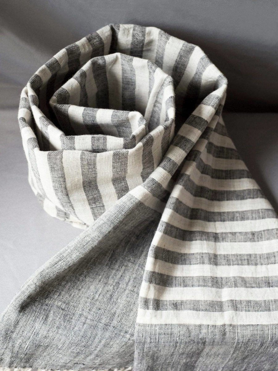 Grey Ivory Organic Kala Cotton Scarf | Verified Sustainable by Brown Living™