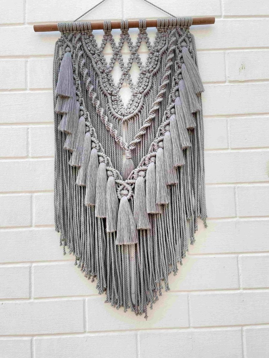 Grey Layered Wall Art | Made of Macrame | Verified Sustainable by Brown Living™
