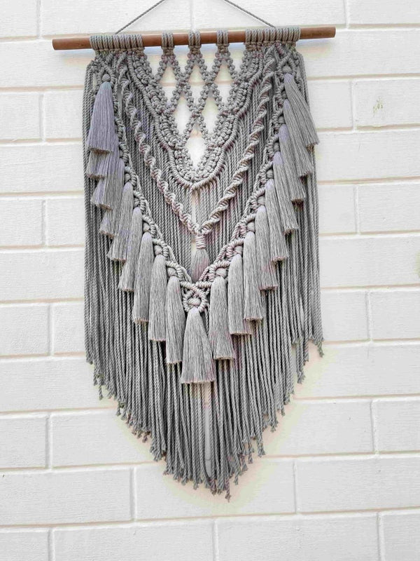 Buy Grey Layered Wall Art | Made of Macrame | Shop Verified Sustainable Wall Decor on Brown Living™
