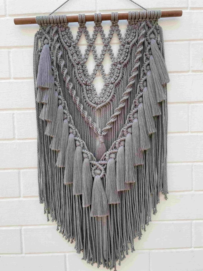 Buy Grey Layered Wall Art | Made of Macrame | Shop Verified Sustainable Wall Decor on Brown Living™