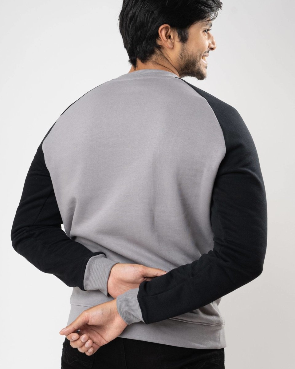 Grey Raglan Cotton Sweatshirt | Verified Sustainable by Brown Living™