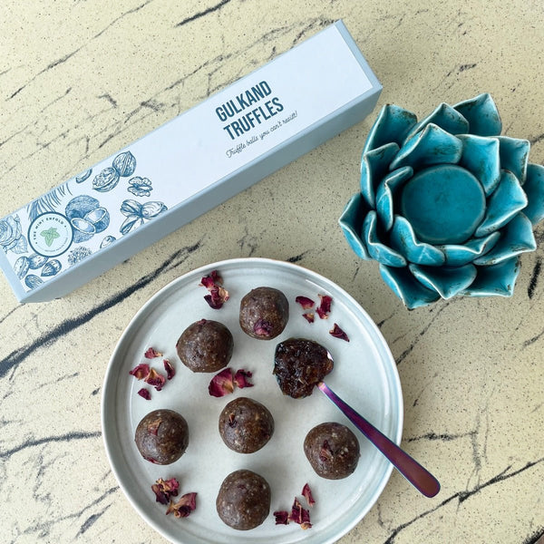 Buy Gulkand Energy Truffles - Box of 6 | Shop Verified Sustainable Chocolates on Brown Living™