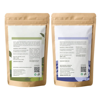 Hair Colour Combo - Henna Powder and Indigo Powder | 100g Each | Verified Sustainable by Brown Living™