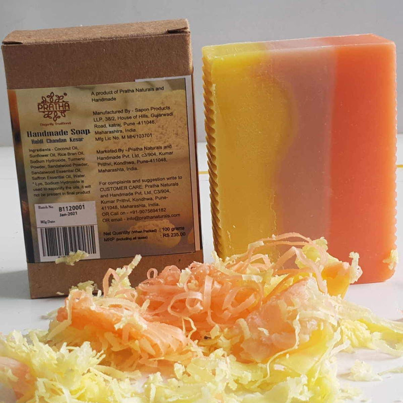 Buy Haldi-Chandan-Kesar | Cold Process Handmade Soap | Shop Verified Sustainable Products on Brown Living