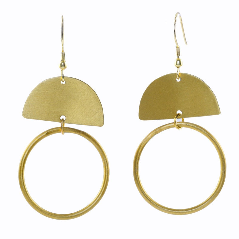 Buy Half and Full Circle Brass Earrings | Shop Verified Sustainable Womens earrings on Brown Living™