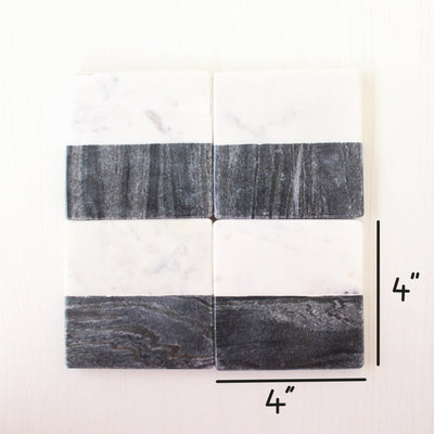 Half and Half Marble Coasters (Set of 4) – Table Decor on Brown Living™. SKU: TC0108. Img 4.