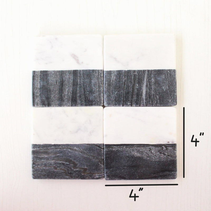 Half and Half Marble Coasters (Set of 4) | Verified Sustainable Table Décor on Brown Living™