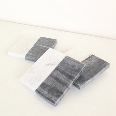 Half and Half Marble Coasters (Set of 4) – Table Decor on Brown Living™. SKU: TC0108. Img 2.