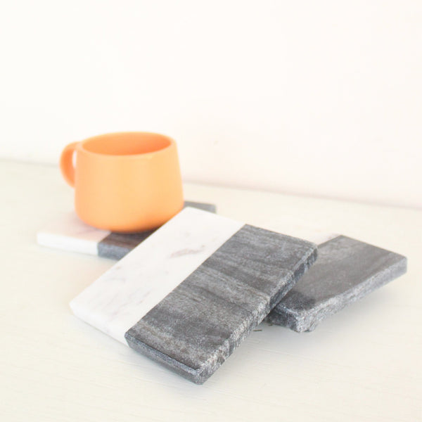 Half and Half Marble Coasters (Set of 4) | Verified Sustainable Table Décor on Brown Living™