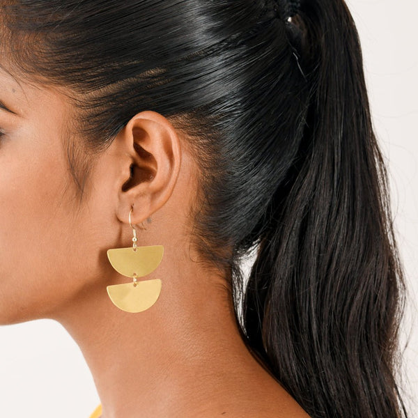 Buy Half Circle Brass Earrings | Shop Verified Sustainable Womens earrings on Brown Living™
