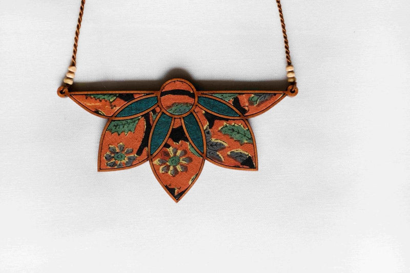 Buy Half Lotus Necklace (Orange) | Shop Verified Sustainable Products on Brown Living