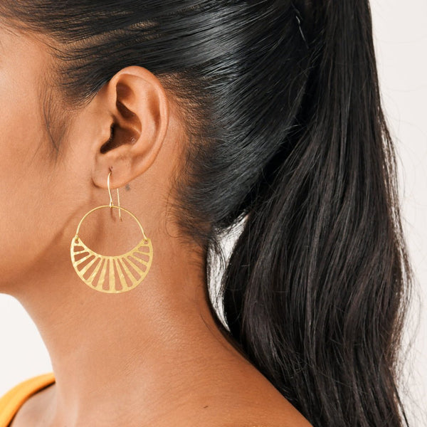 Buy Half Moon Brass Earrings | Shop Verified Sustainable Products on Brown Living