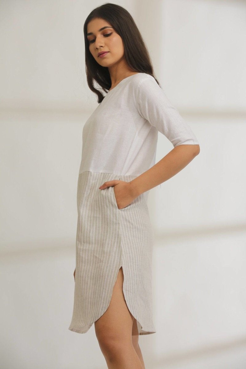 Half - N - Half Striped Hemp Dress | Verified Sustainable by Brown Living™