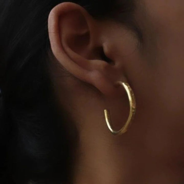 Buy Hammered Mini Hoops | Handcrafted in brass | Shop Verified Sustainable Womens earrings on Brown Living™