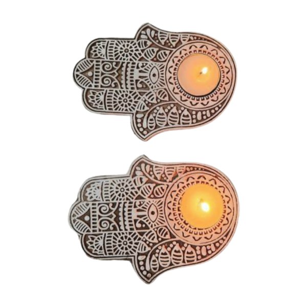 Hamsa hand tea light holder (set of 2) | Verified Sustainable by Brown Living™