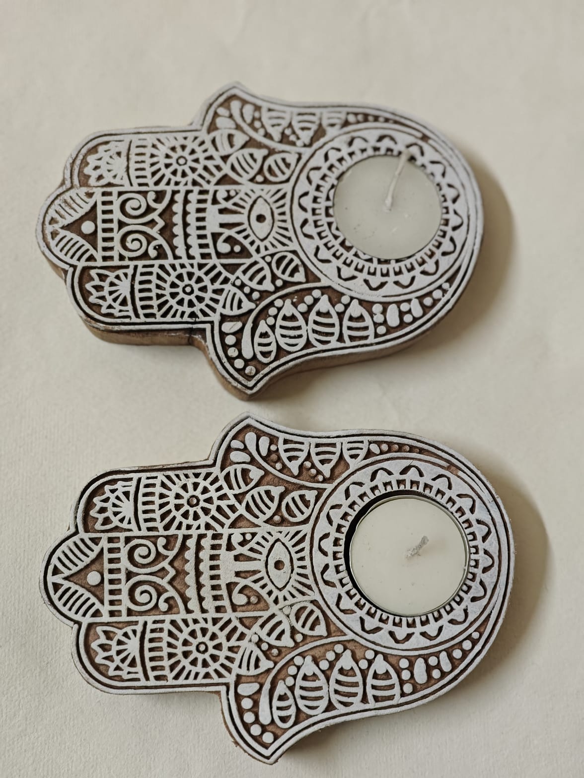 Hamsa hand tea light holder (set of 2) | Verified Sustainable by Brown Living™