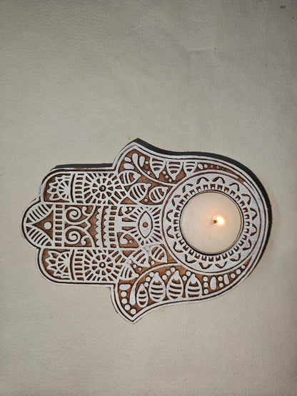 Hamsa hand tea light holder (set of 2) | Verified Sustainable by Brown Living™