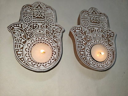 Hamsa hand tea light holder (set of 2) | Verified Sustainable by Brown Living™