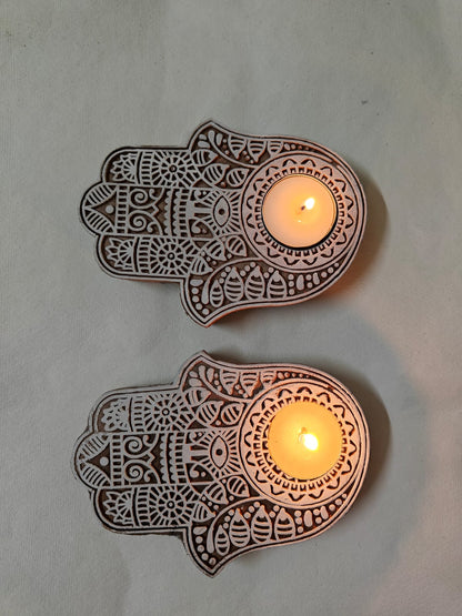 Hamsa hand tea light holder (set of 2) | Verified Sustainable by Brown Living™