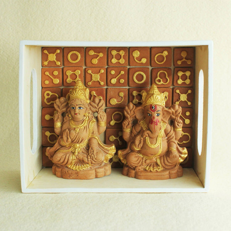 Buy Hancrafted Terracotta Laxmi & Gapati Idol- Small(S) | Shop Verified Sustainable Products on Brown Living