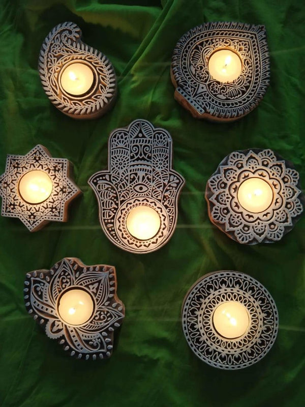 Buy Hand-Carved Wooden Candle Diyas | Shop Verified Sustainable Products on Brown Living