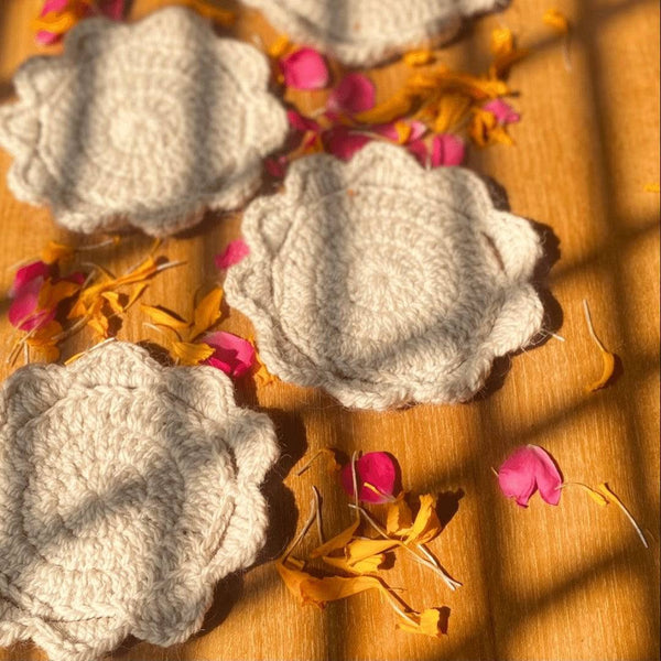 Buy Hand Crocheted Coasters Pure Himalayan Wool | Shop Verified Sustainable Table Essentials on Brown Living™