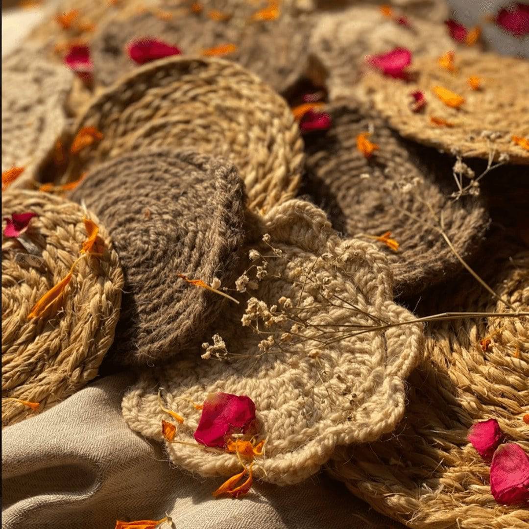 Hand Knitted Coasters Pure Himalayan Wool | Verified Sustainable by Brown Living™