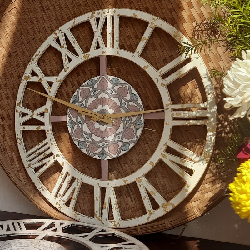 Hand Painted Intricate Wall Clock - Pastel | Verified Sustainable Home Decor on Brown Living™