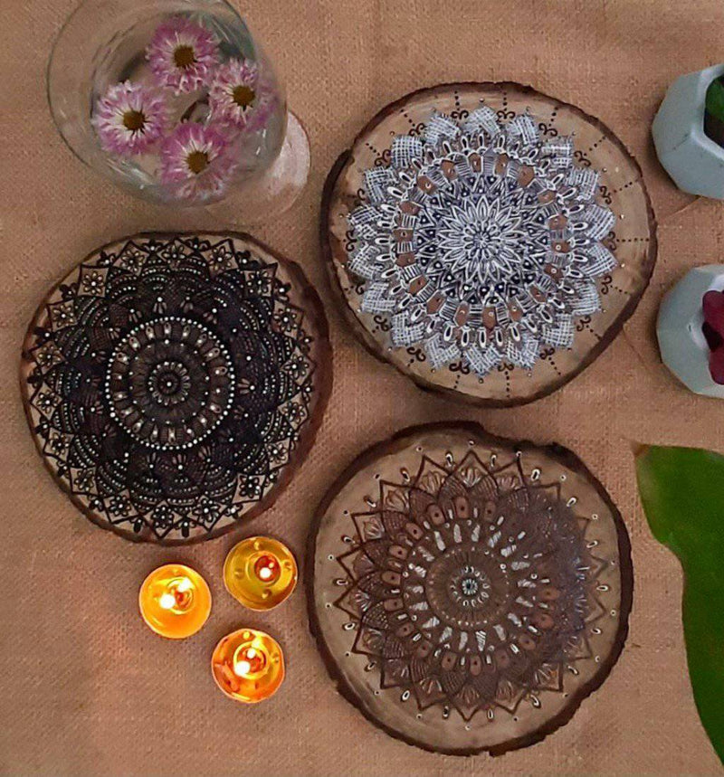 Buy Hand-Painted Mandala Wall Plates - Set of 3 | Shop Verified Sustainable Wall Decor on Brown Living™