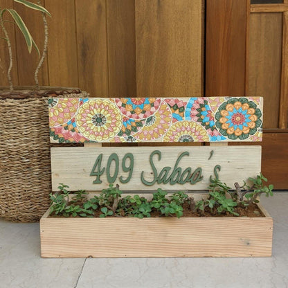 Hand Painted Nameplate With Planter | Verified Sustainable by Brown Living™