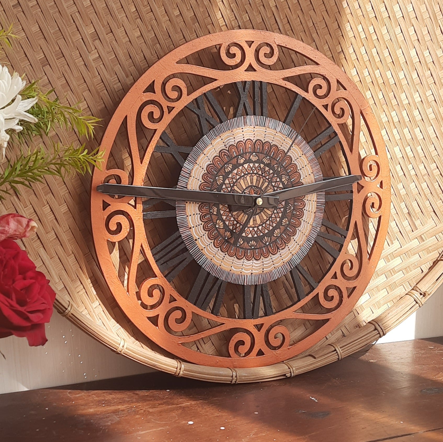 Hand Painted Wall Clock - Metallic | Verified Sustainable by Brown Living™