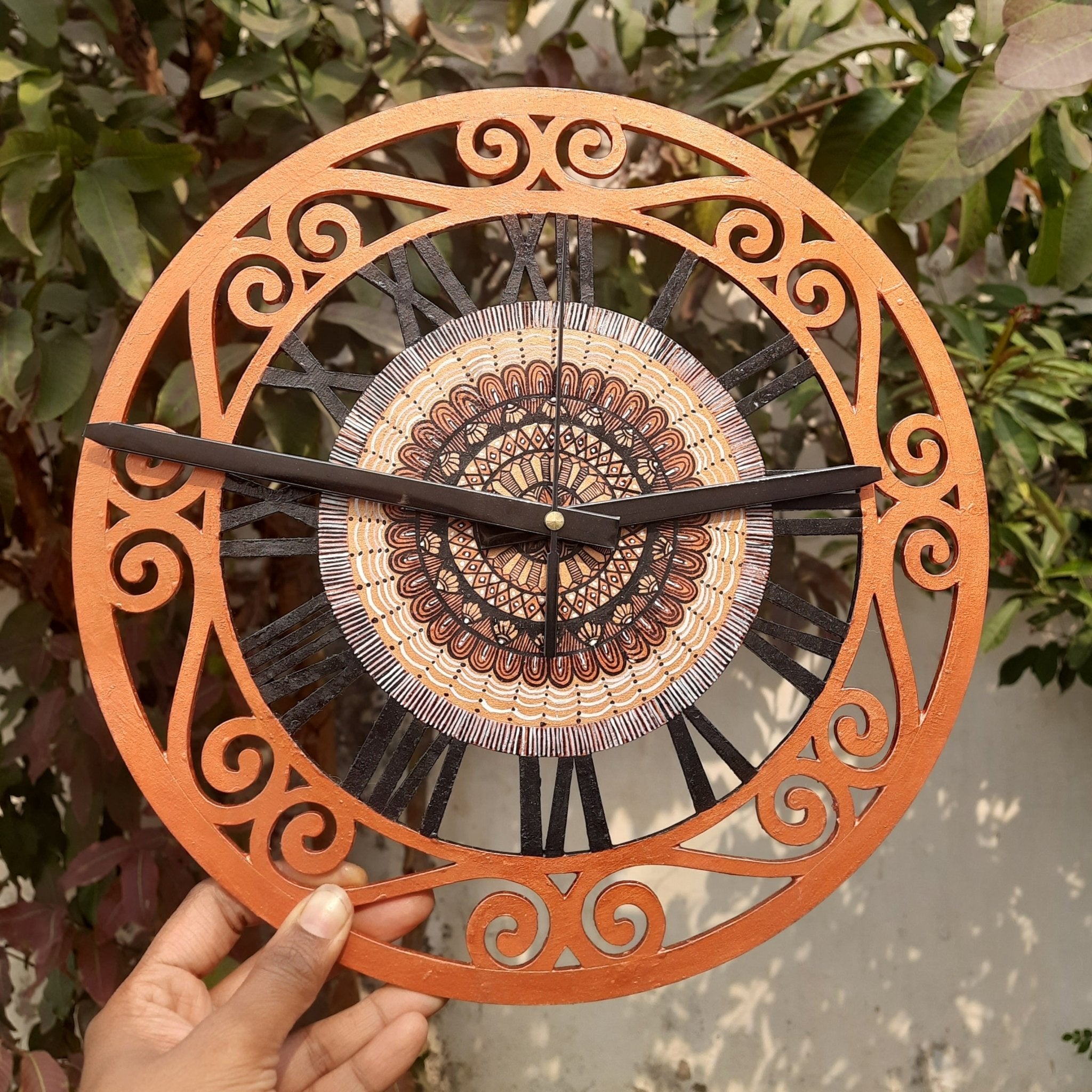 Hand Painted Wall Clock - Metallic | Verified Sustainable by Brown Living™