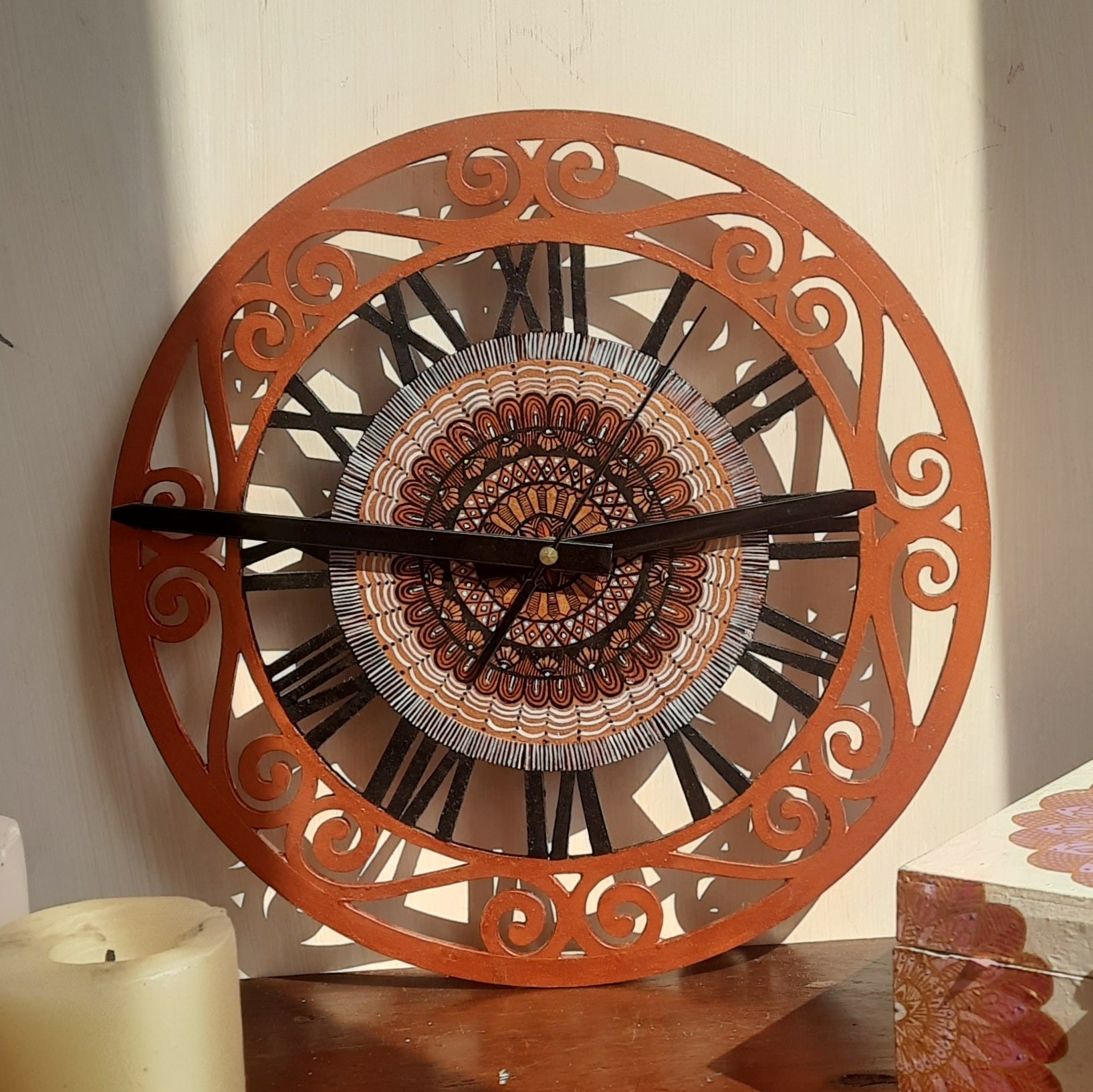 Hand Painted Wall Clock - Metallic | Verified Sustainable by Brown Living™
