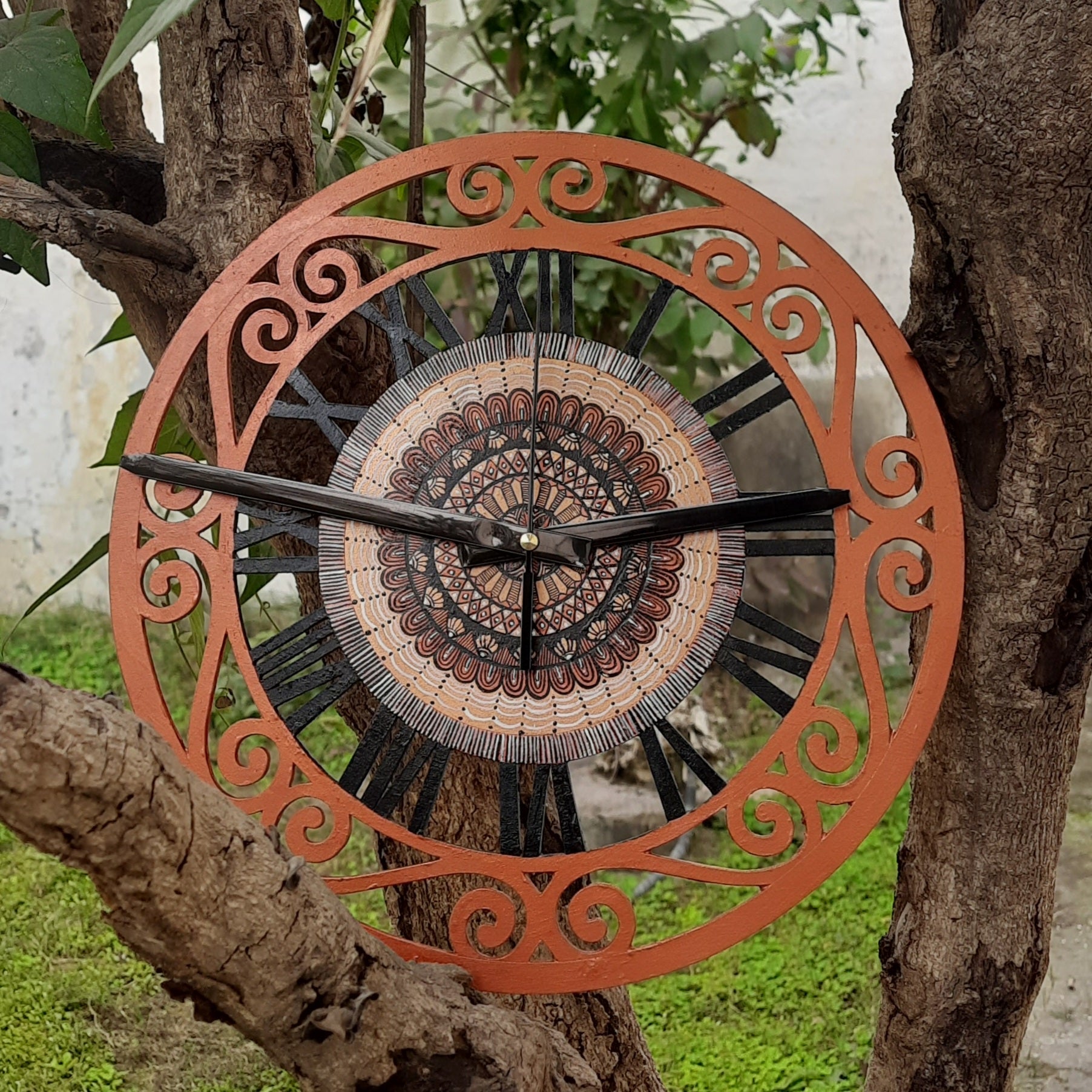 Hand Painted Wall Clock - Metallic | Verified Sustainable by Brown Living™
