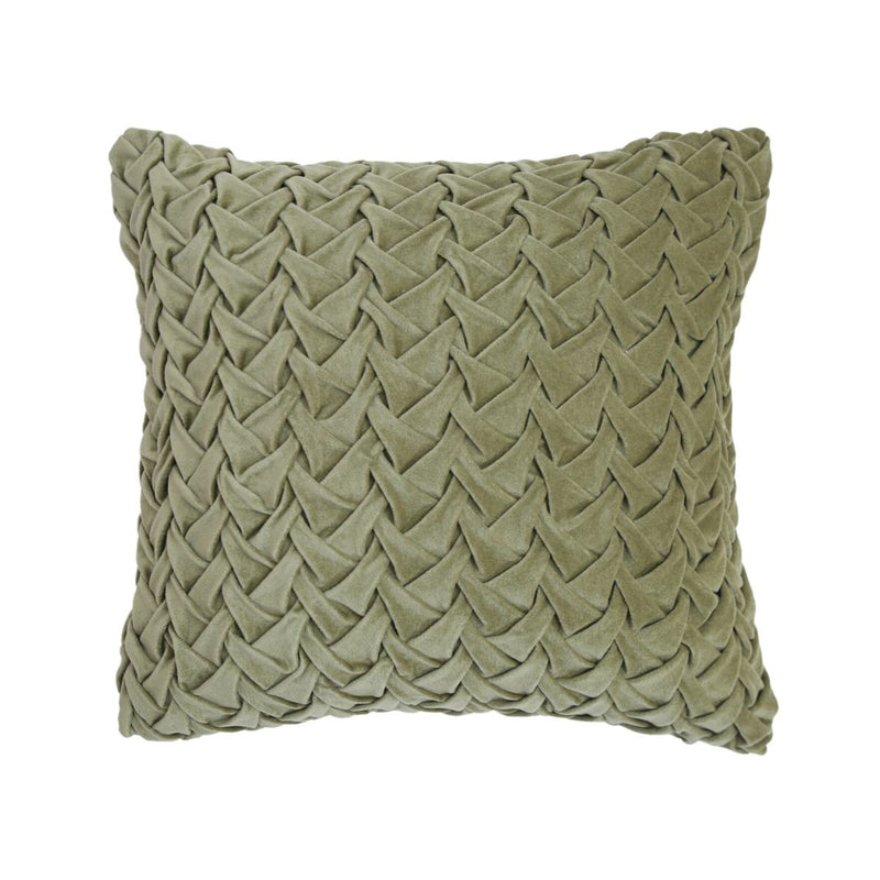 Buy Hand Pleated Cross Sage Cushion Cover 18x18 inches | Shop Verified Sustainable Products on Brown Living