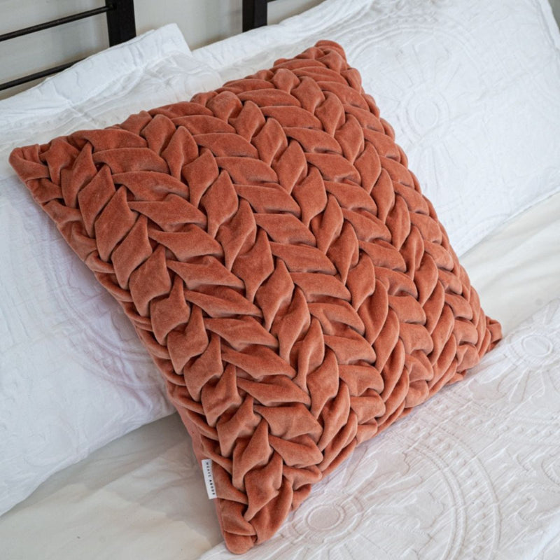 Buy Hand Pleated Petal Cinnamon Cushion Cover 18x18 inches | Shop Verified Sustainable Products on Brown Living