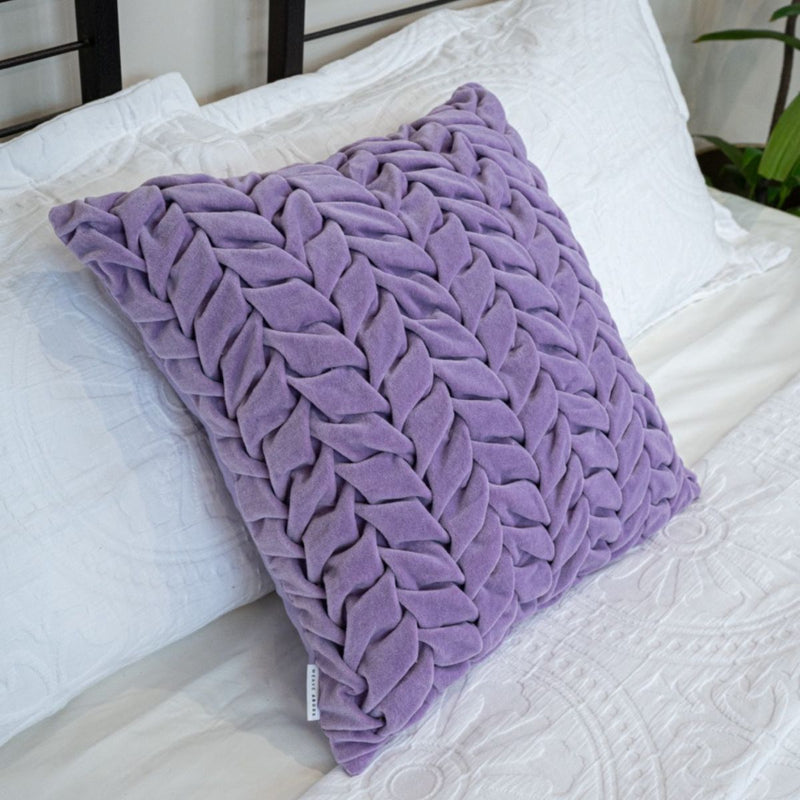 Buy Hand Pleated Petal Lavender Cushion Cover 18x18 inches | Shop Verified Sustainable Covers & Inserts on Brown Living™