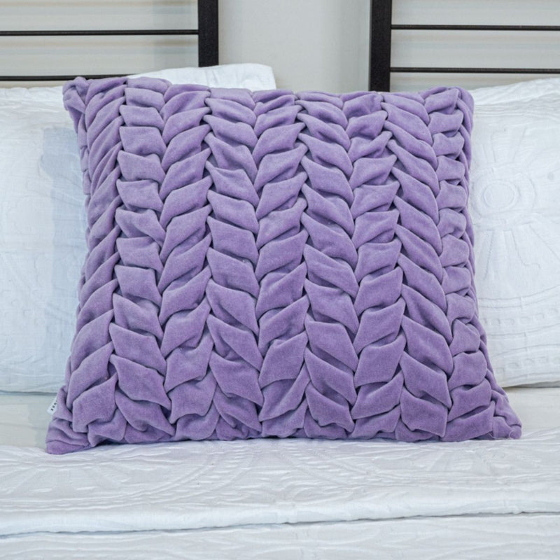 Buy Hand Pleated Petal Lavender Cushion Cover 18x18 inches | Shop Verified Sustainable Covers & Inserts on Brown Living™
