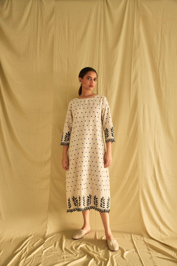Buy Hand Scalloped Cutwork Linen Dress | Shop Verified Sustainable Products on Brown Living