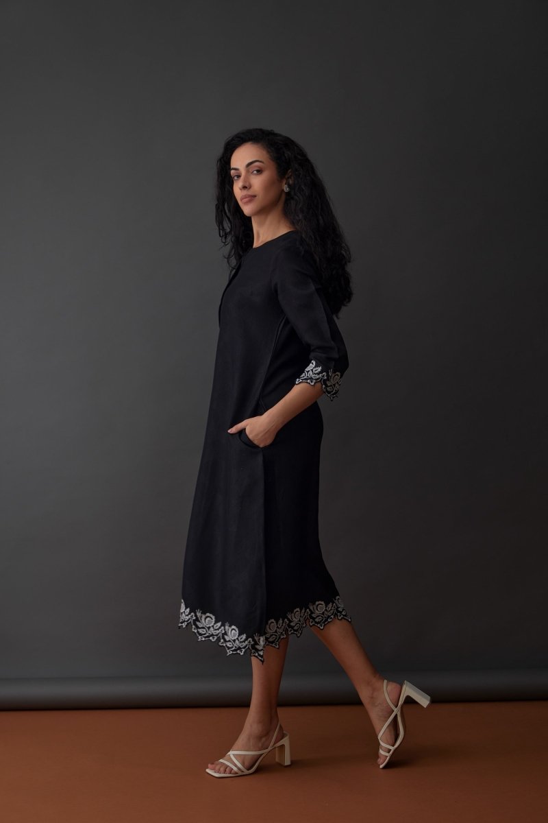 Hand Scalloped Jacquard Dress | Verified Sustainable Womens Dress on Brown Living™