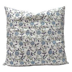 Buy Handblock Cotton Cushions | White and Blue | Shop Verified Sustainable Products on Brown Living