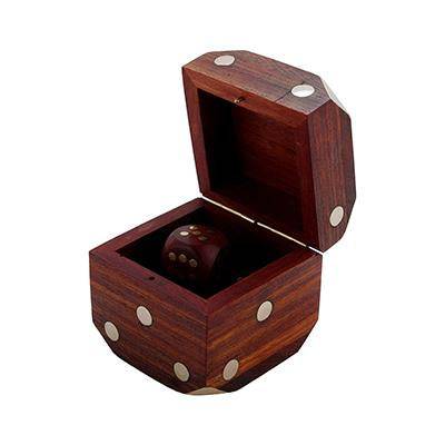 Handcrafted Wooden Box and 5 Dice Set Paperweight Puzzles | Verified Sustainable by Brown Living™