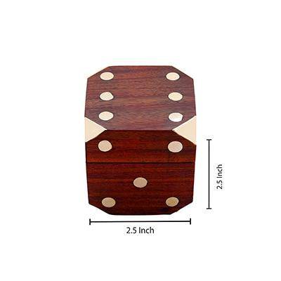 Handcrafted Wooden Box and 5 Dice Set Paperweight Puzzles | Verified Sustainable by Brown Living™