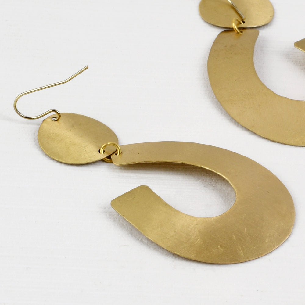 Handcrafted Brass Abstract Textured Earring | Verified Sustainable by Brown Living™