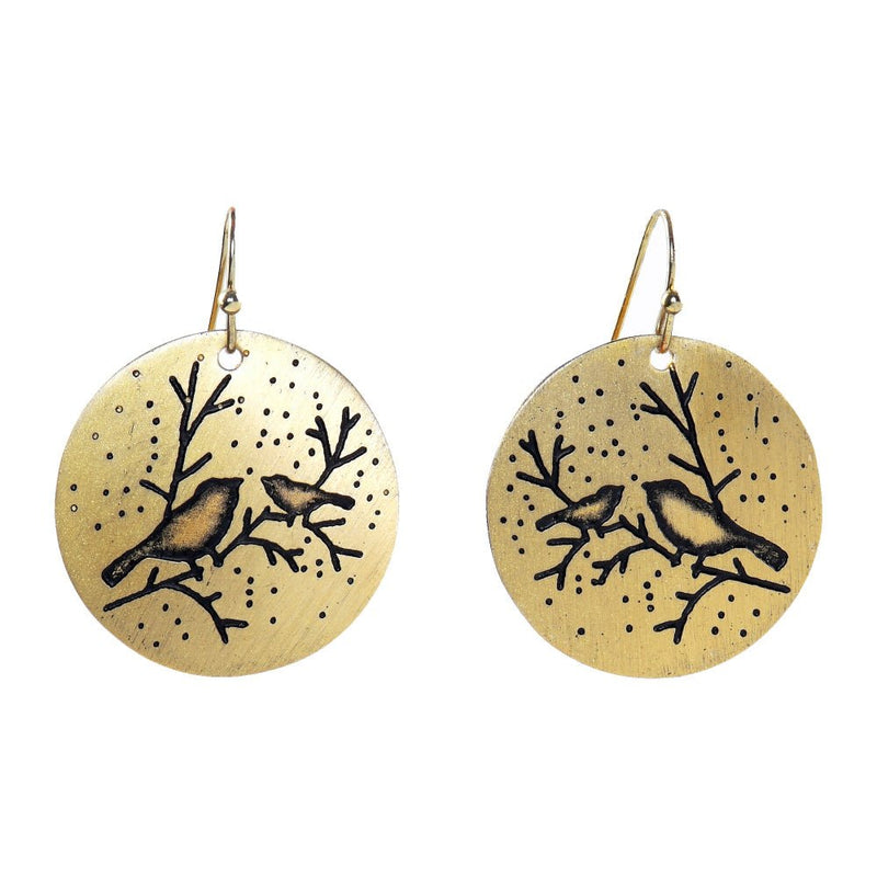 Buy Handcrafted Brass Bird Hanging Earrings | Shop Verified Sustainable Products on Brown Living