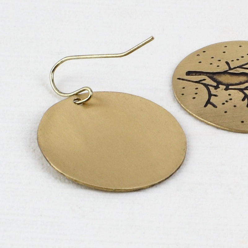 Handcrafted Brass Bird Hanging Earrings | Verified Sustainable by Brown Living™