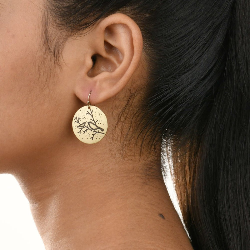 Buy Handcrafted Brass Bird Hanging Earrings | Shop Verified Sustainable Products on Brown Living