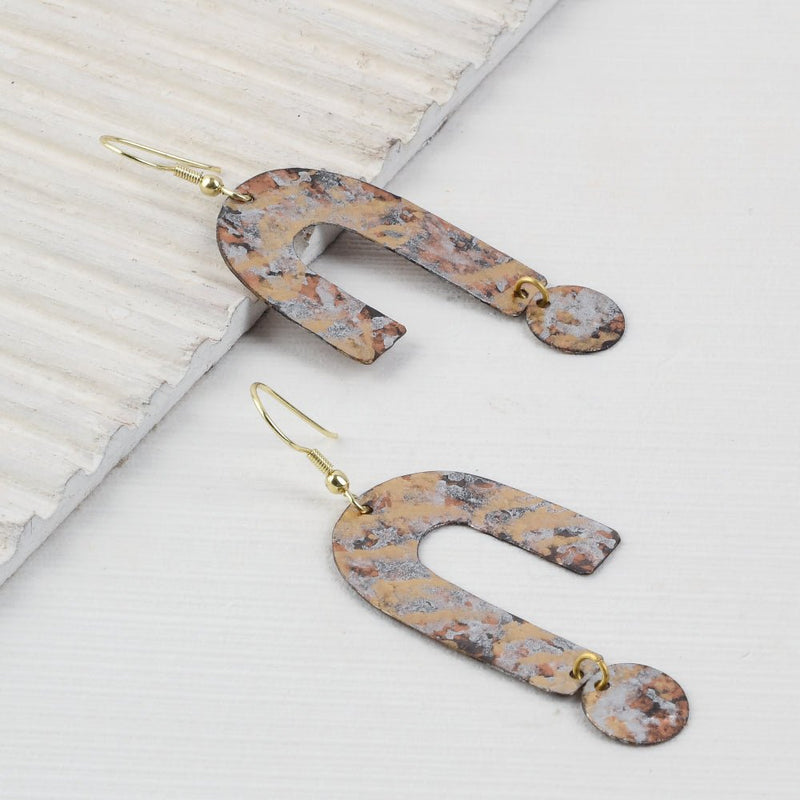 Buy Handcrafted Brass Copper Shaded Earrings | Shop Verified Sustainable Womens earrings on Brown Living™