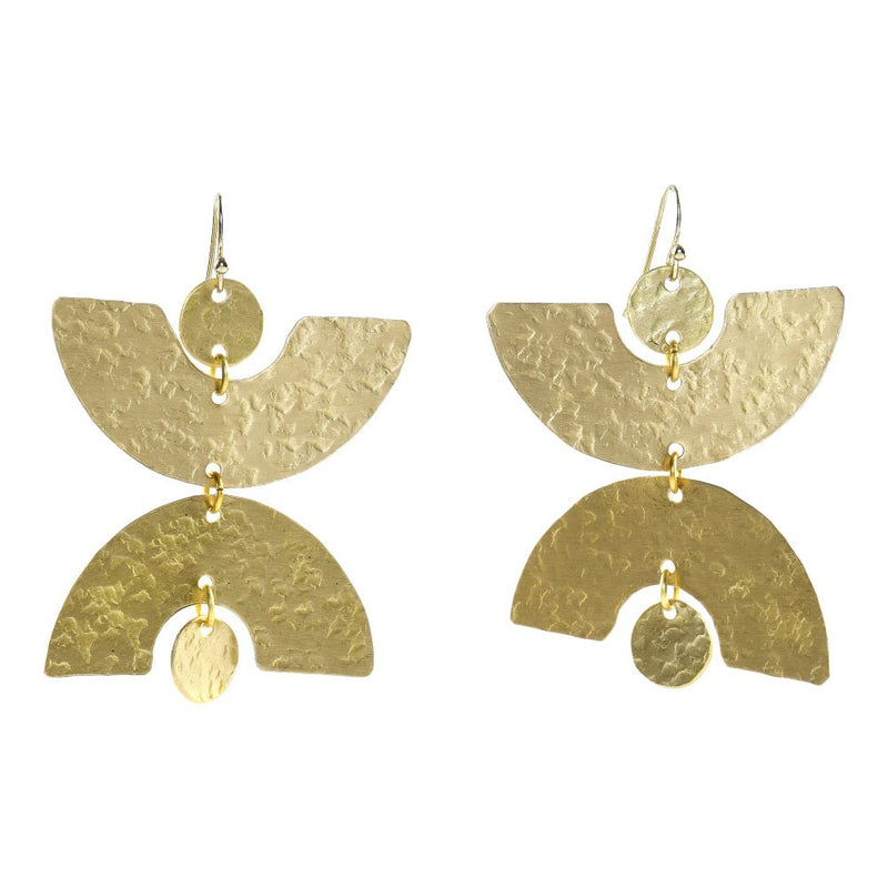 Buy Handcrafted Brass Half Circle Textured Earring | Shop Verified Sustainable Womens earrings on Brown Living™